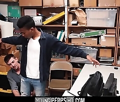 Black Twink Caught Shoplifting Fucked By White Security Officer