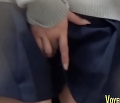Uniformed asian fingering